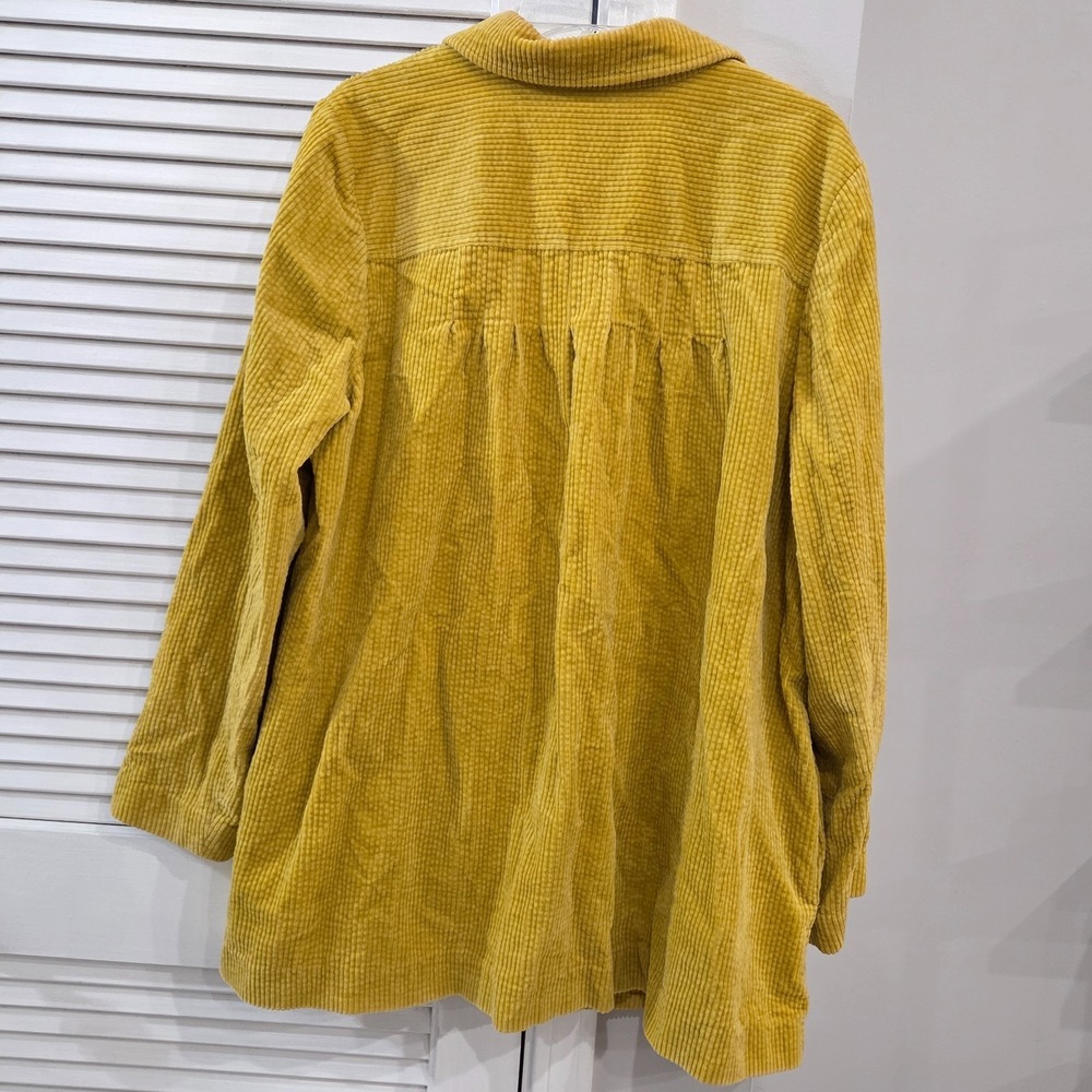 J Jill Corduroy Jacket Womens Medium Mustard Yellow Button Front 100% Cotton - Picture 2 of 10
